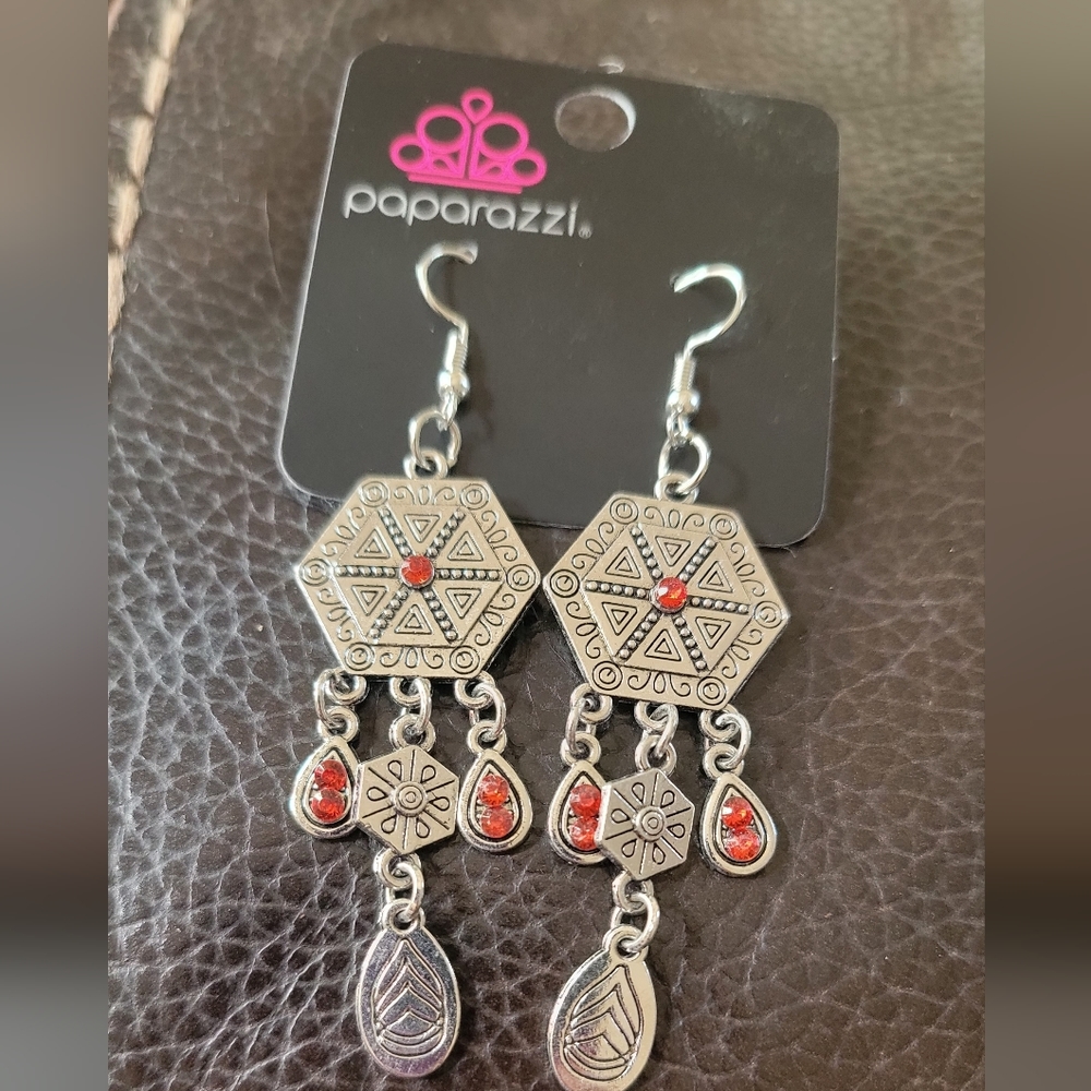 New! Silver & Orange Earrings
